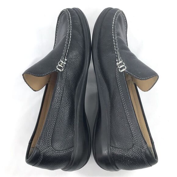 Cole Haan Black Leather Exposed Stitch Classic Slip On Driving Loafers main image 11